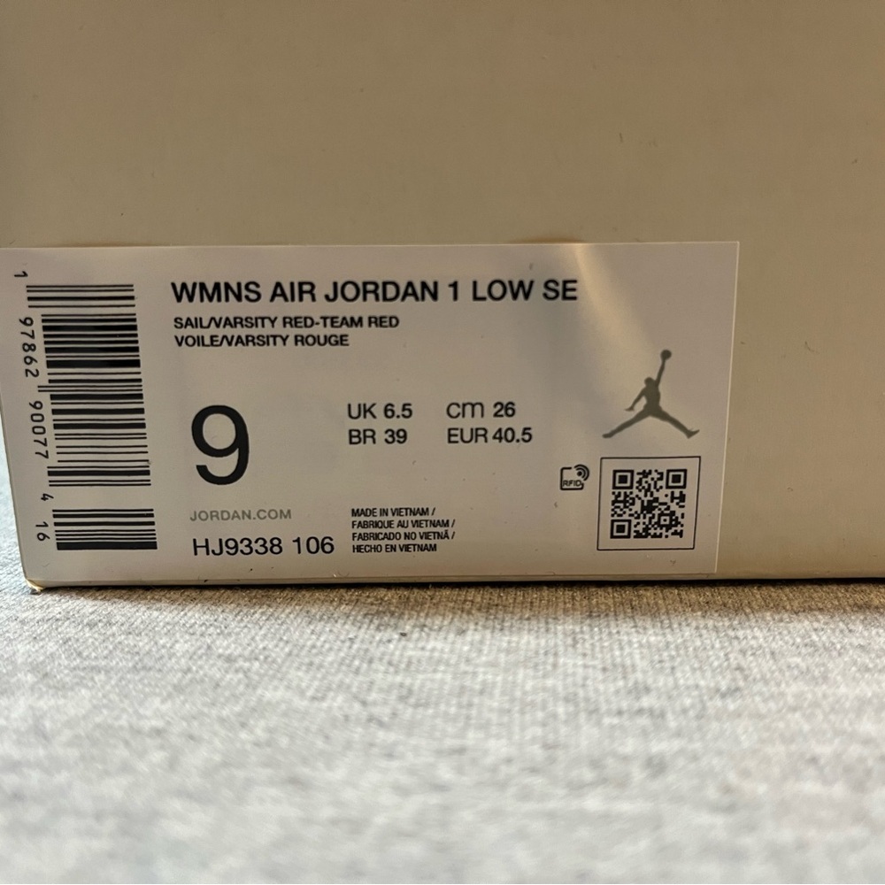 Nike Air Jordan 1 Low SE "Cracked Ruby" Sail Red Women's Shoe Size 9 HJ9338-106 - Picture 11 of 11